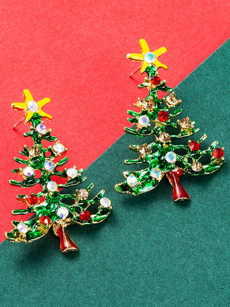 Christmas Tree Rhinestone Earrings