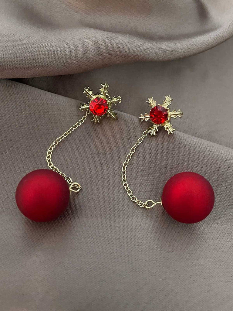 Red Christmas Snowflakes & Balls Earrings
