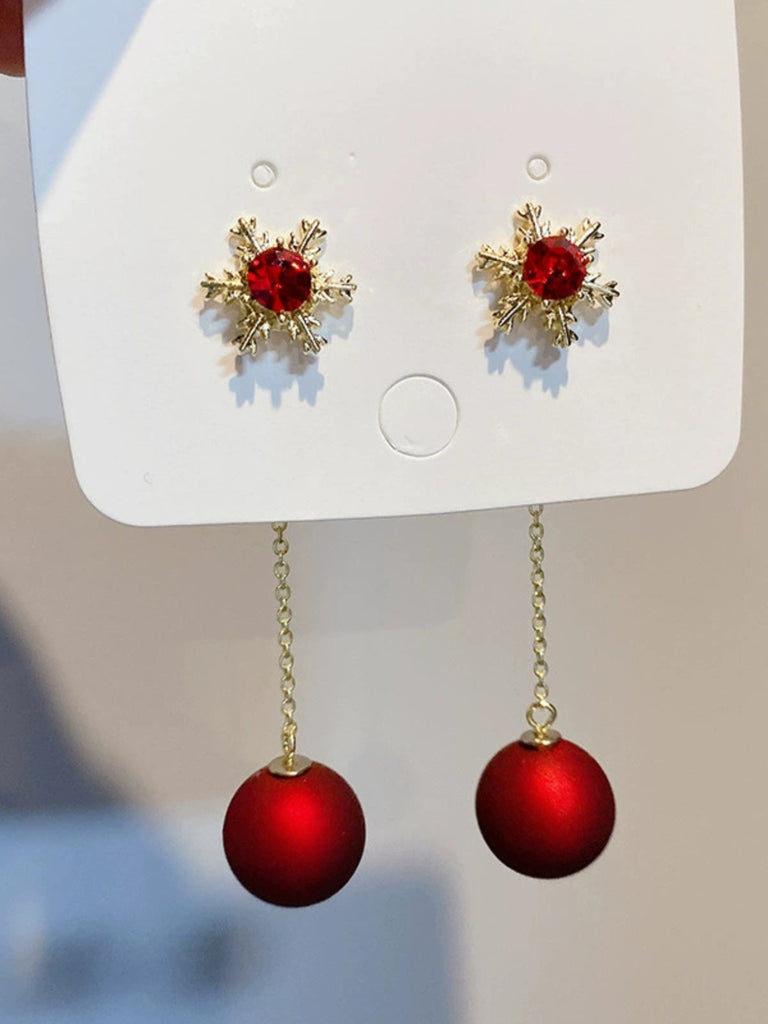 Red Christmas Snowflakes & Balls Earrings