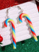 Christmas Rainbow Cane Candy Color Earrings