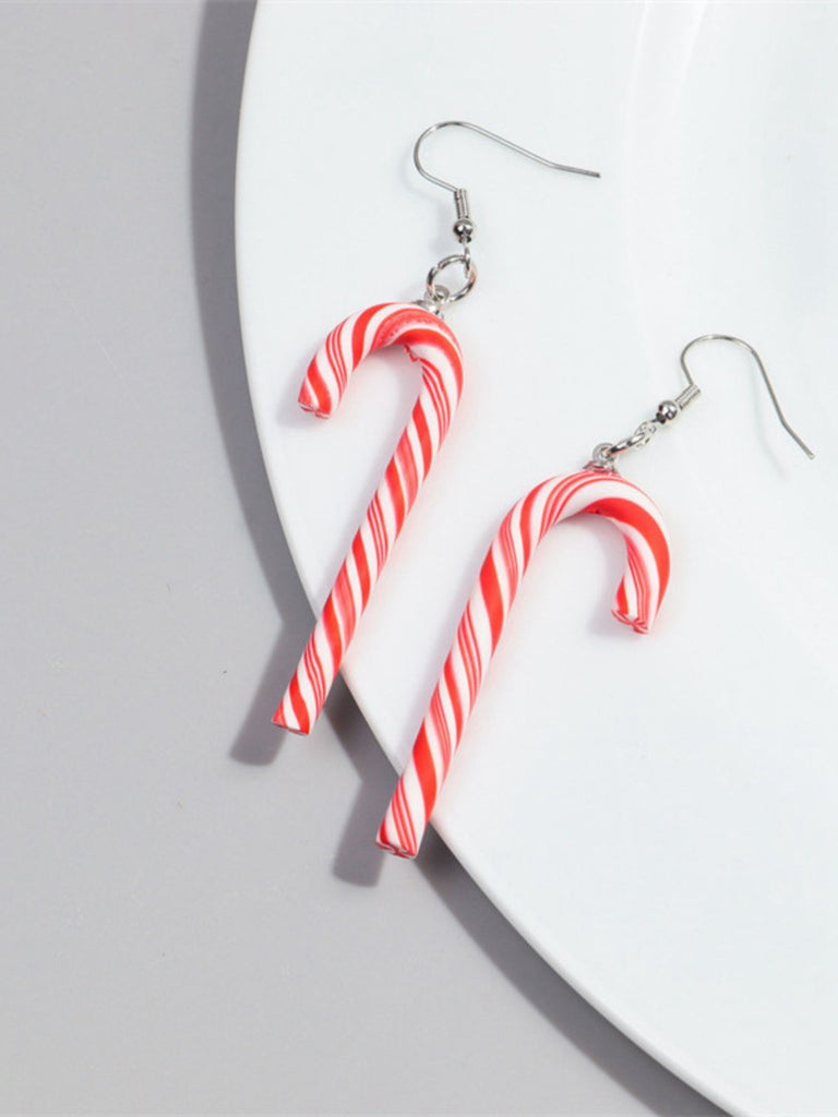 Christmas Rainbow Cane Candy Color Earrings