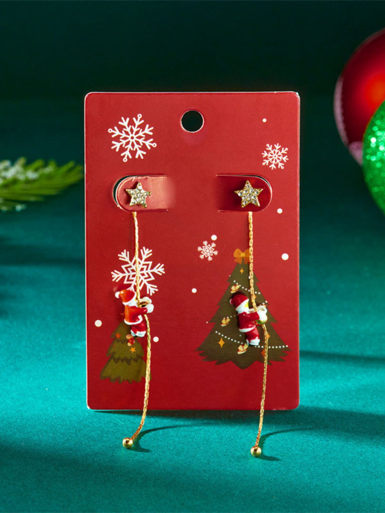 Red Christmas Santa Claus Long Drop Earrings