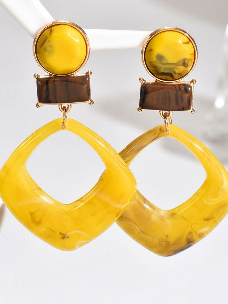 Vintage Exaggerated Geometric Marble Resin Earrings