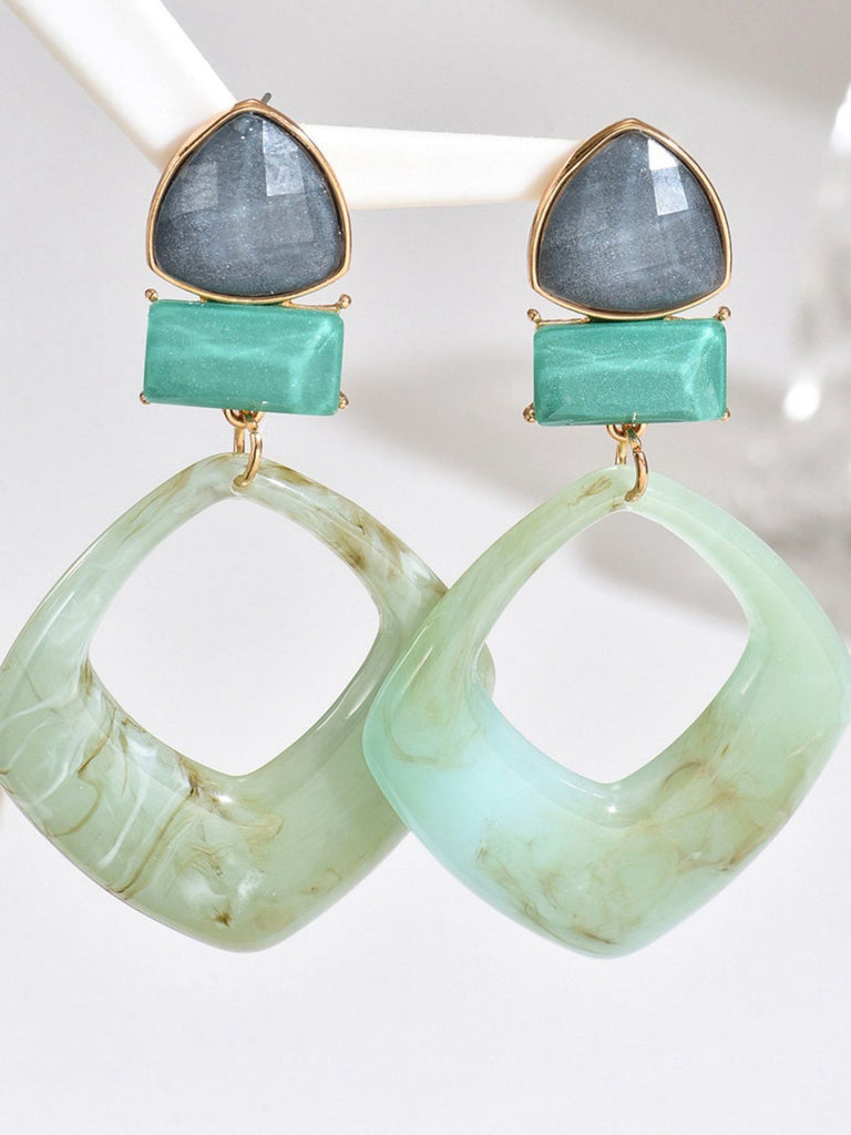 Vintage Exaggerated Geometric Marble Resin Earrings