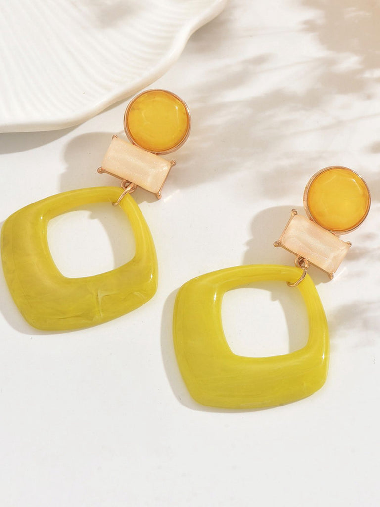 Vintage Exaggerated Geometric Marble Resin Earrings