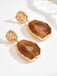 Brown Retro Geometric Colorblock Resin Earrings