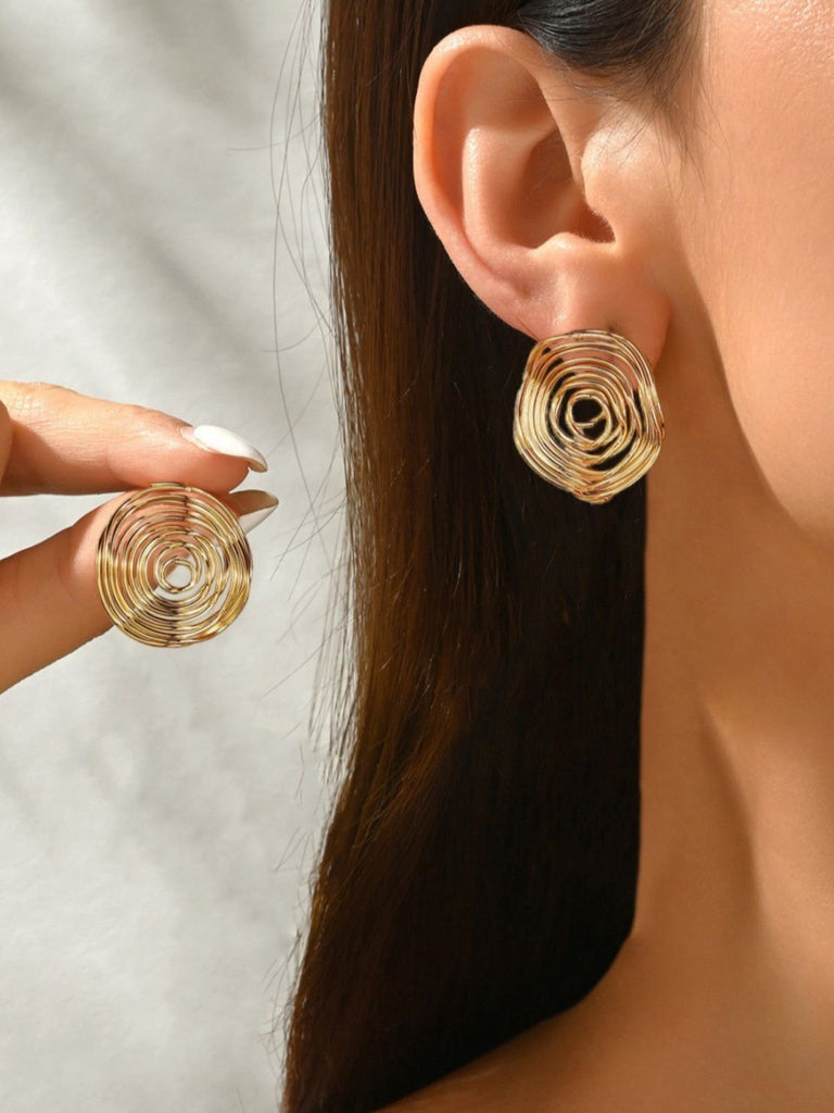 Vintage Gold Coil Hollow Alloy Earrings