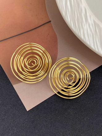 Vintage Gold Coil Hollow Alloy Earrings