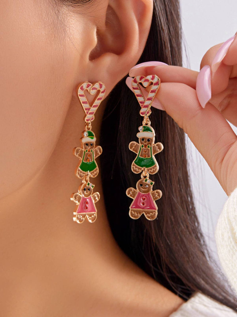 Candy Cane & Gingerbread Man Earrings