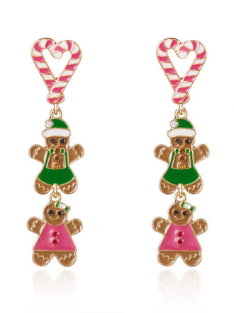 Candy Cane & Gingerbread Man Earrings