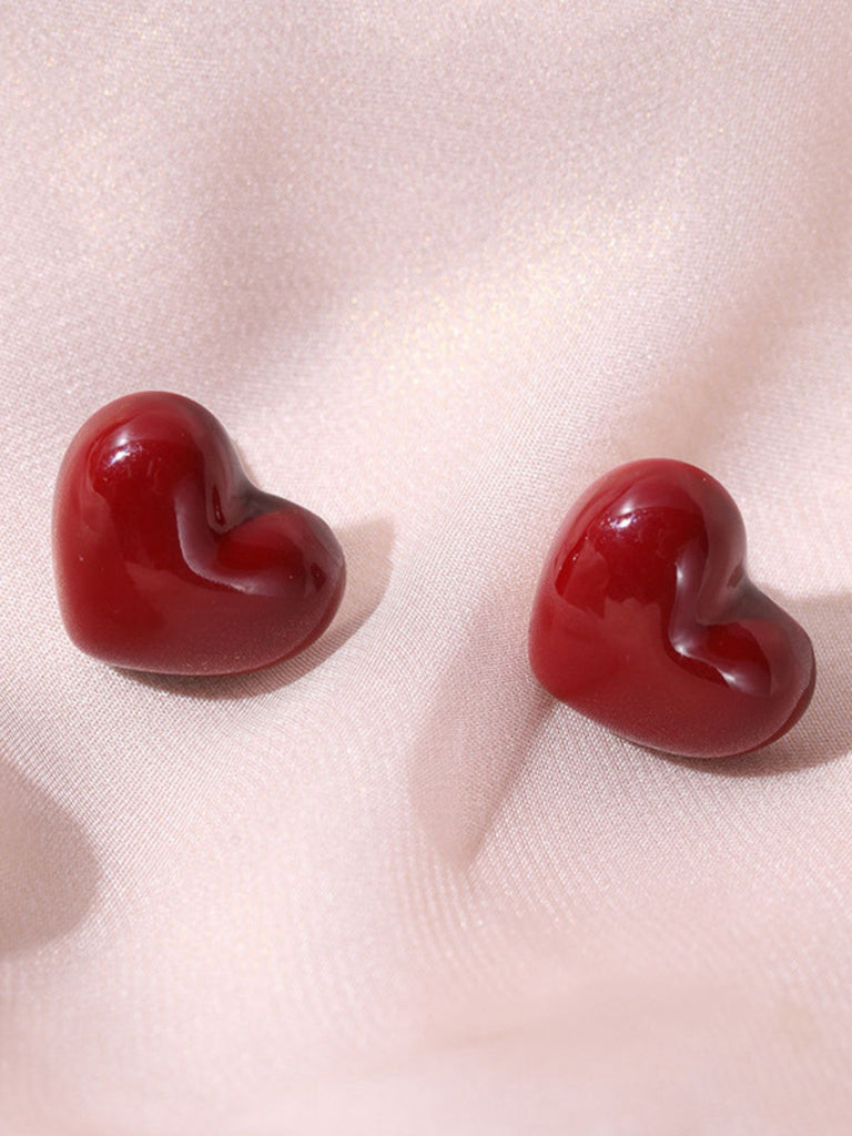 Red Valentine's Day Heart Stud Earrings