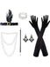 Gatsby 1920s Party Feather Headband & Pearl Necklace Set