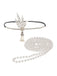 Gatsby Feather Alloy Headband & Pearl Necklace Set