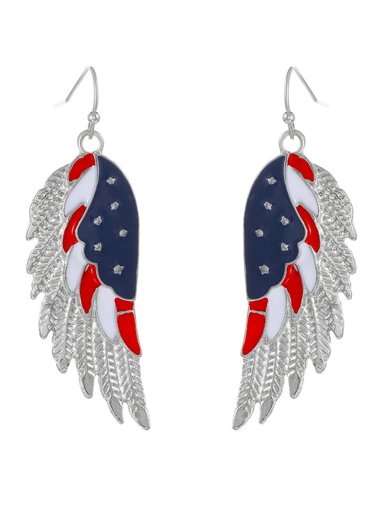 Silver Star Patriotic Drop Earrings 2