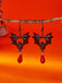 Gothic Black Bat Red Crystal Drop Earrings