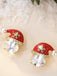 Red Christmas Holiday Drop Dangle Earrings 1