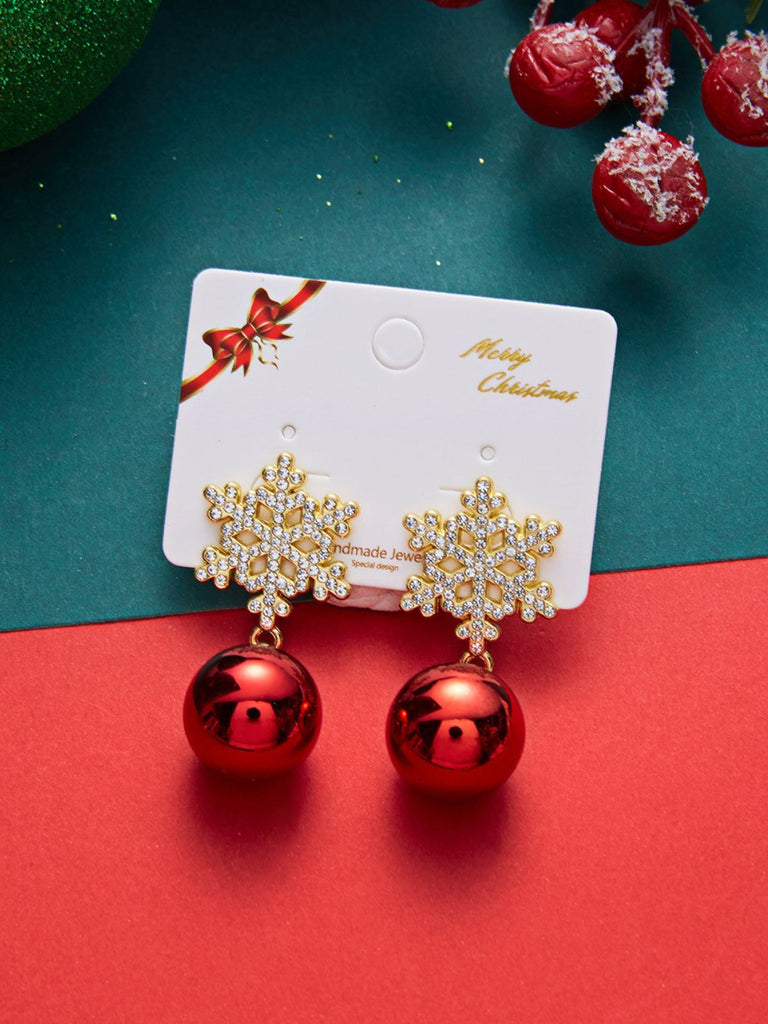 Snowflake Bell Bow Christmas Drop Earrings 6