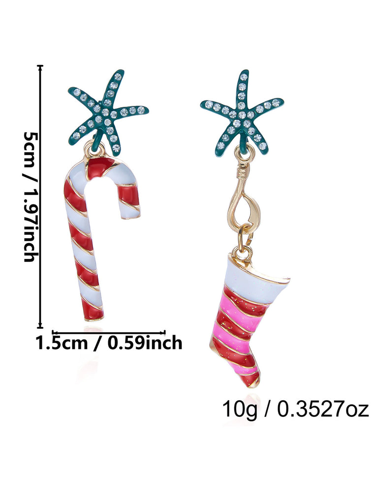 Candy Cane Rhinestone Holiday Drop Earrings 5