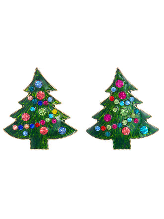 Colorful Rhinestone Christmas Tree Stud Earrings 1