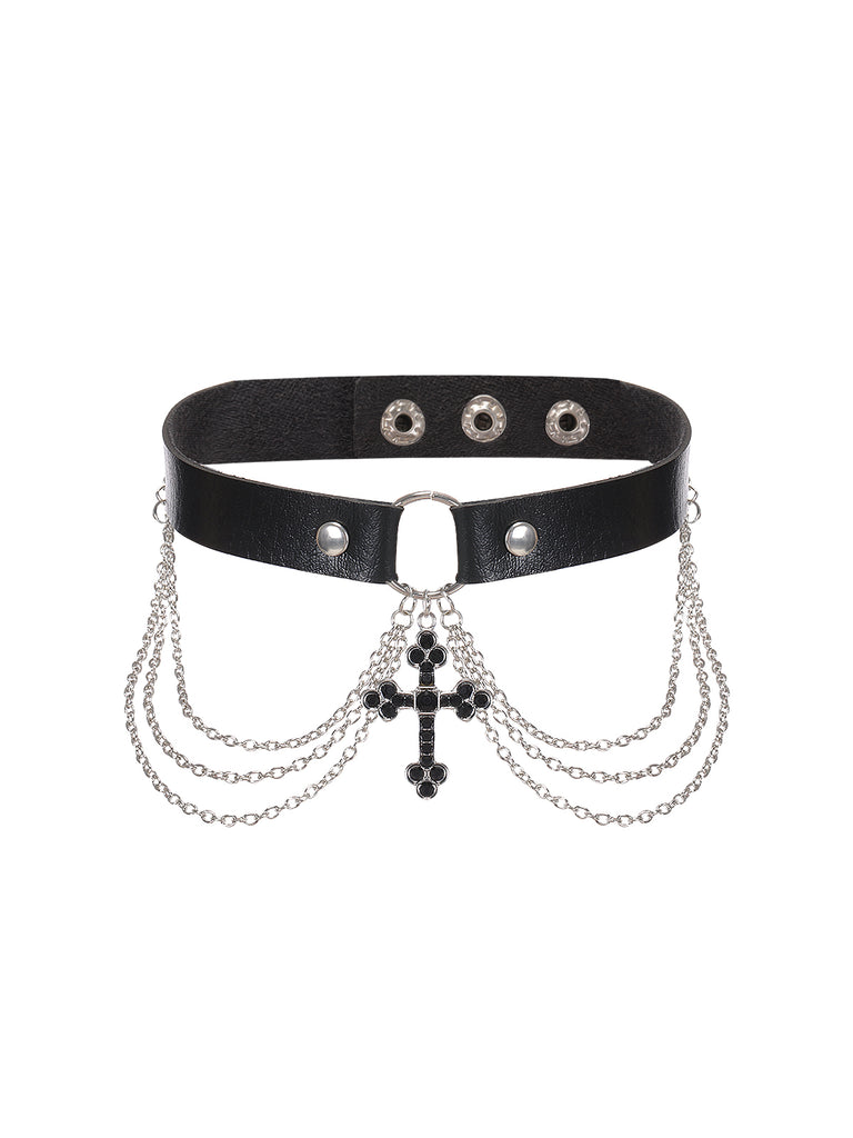 Black Cross Choker Necklace