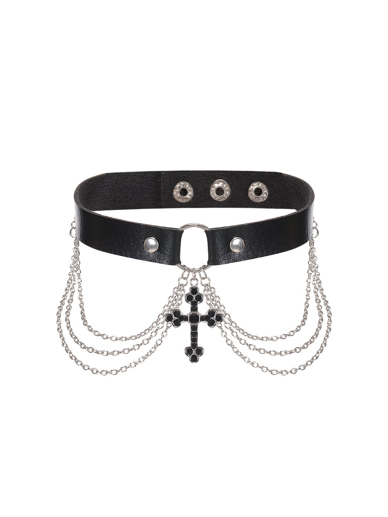 Black Cross Choker Necklace