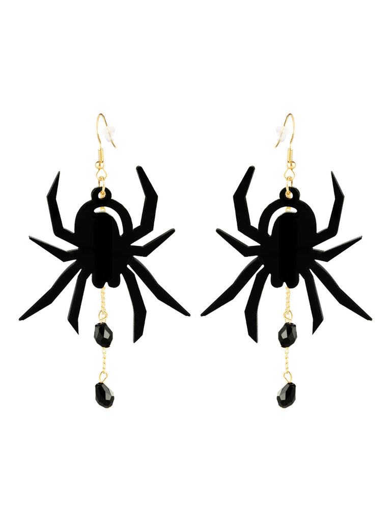 Halloween Black Spider Dangle Earrings