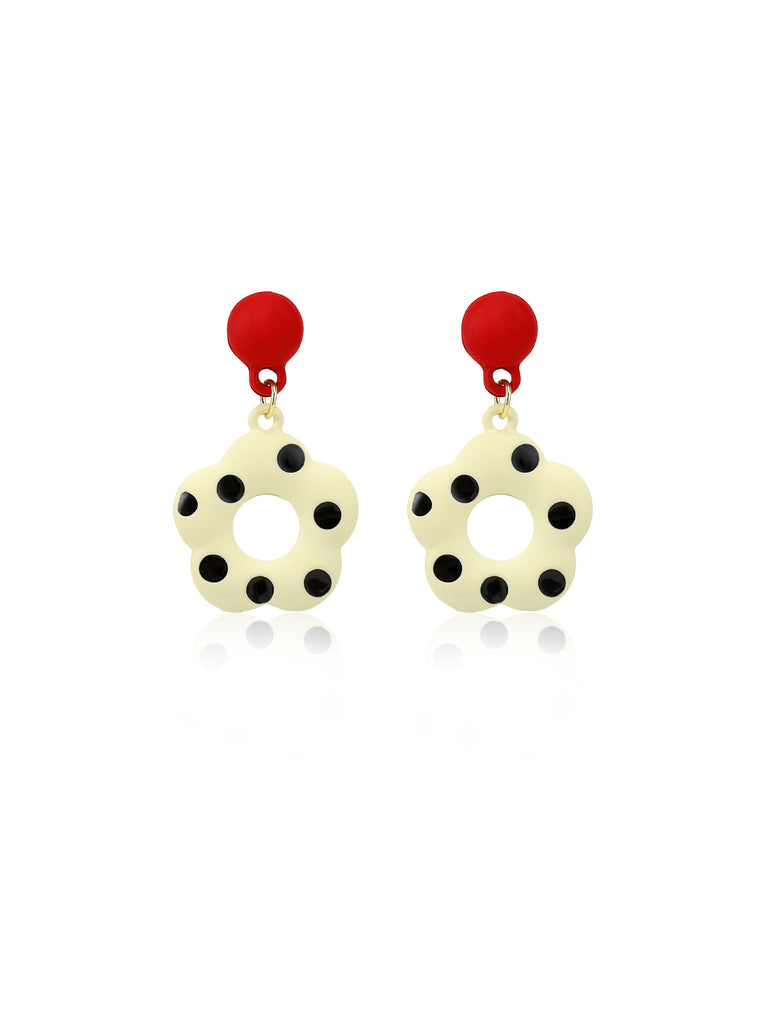 Beige Polka Dot Donut Earrings