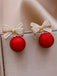 Red Christmas Bow Diamond Earrings