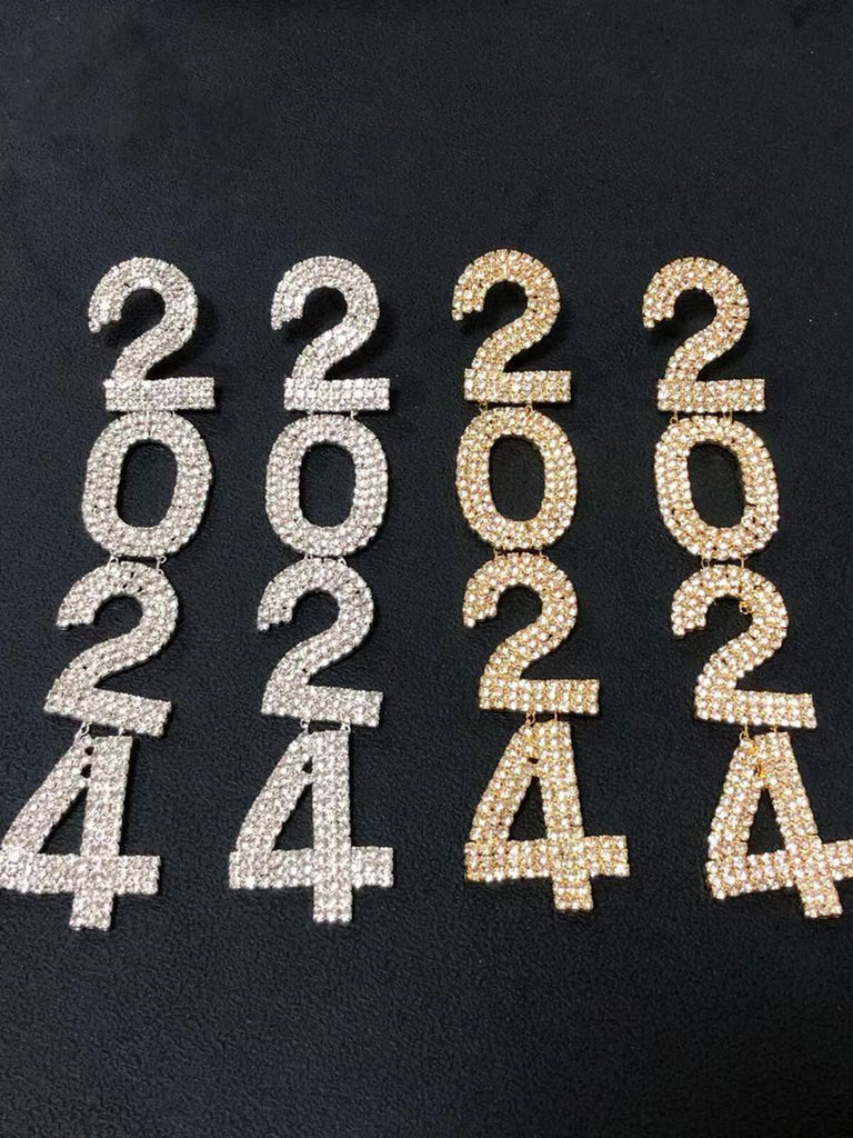 Retro 2024 Rhinestoned Dangle Earrings