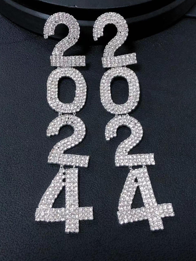 Retro 2024 Rhinestoned Dangle Earrings