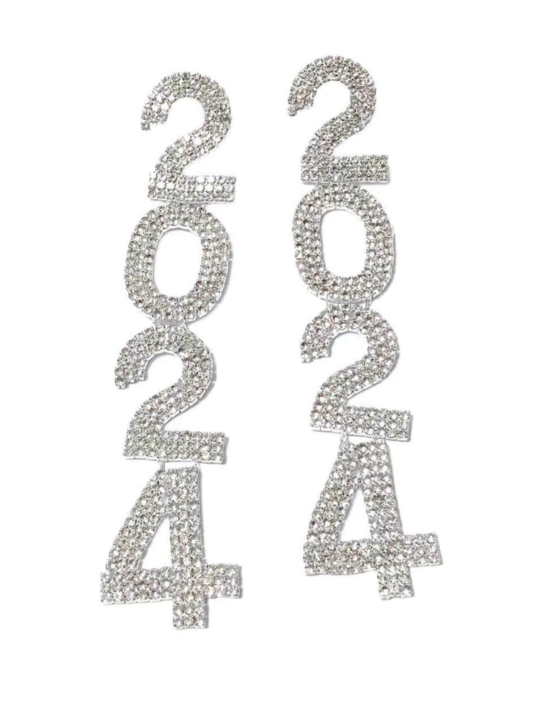 Retro 2024 Rhinestoned Dangle Earrings