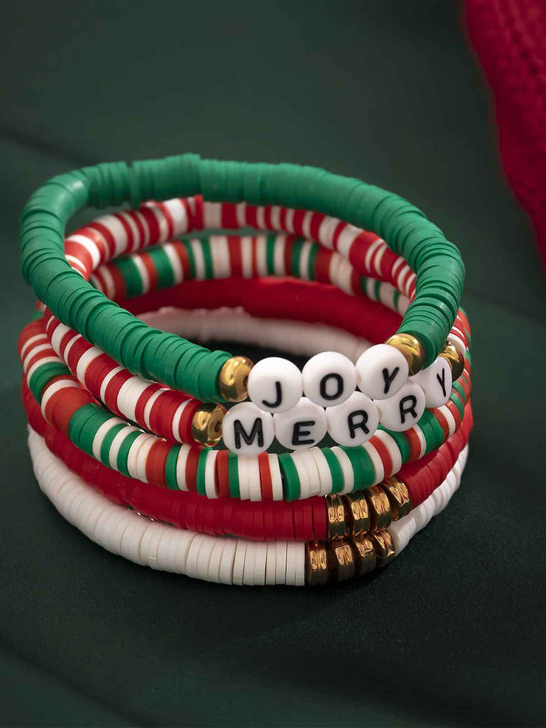 Christmas Colorful Alphabet Bracelet Retro Stage Chic Vintage