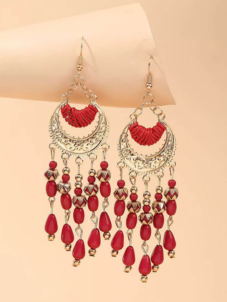 Red Ethnic Style Vintage Dangle Earrings