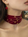 Burgundy Christmas Star Wide Velvet Necklace