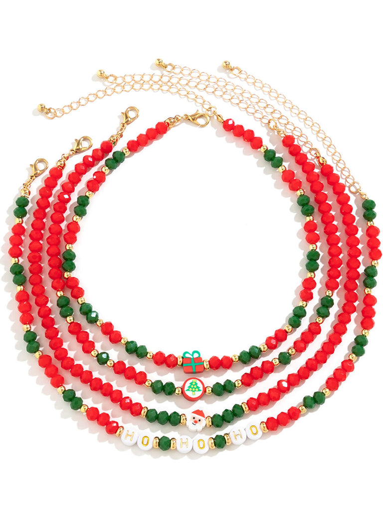 Red & Green Christmas Beaded Necklace