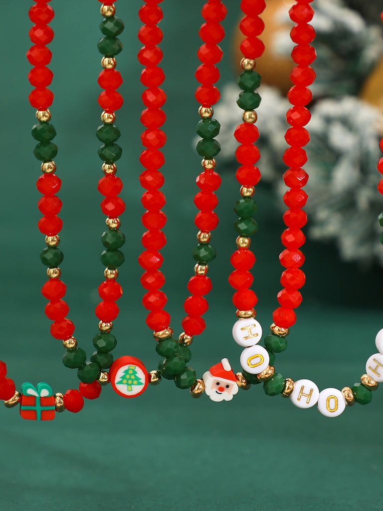 Red & Green Christmas Beaded Necklace