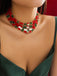 Red & Green Christmas Beaded Necklace