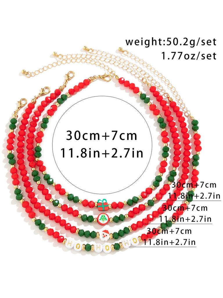 Red & Green Christmas Beaded Necklace