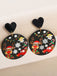 Vintage Christmas Elements Heart Stud Earrings