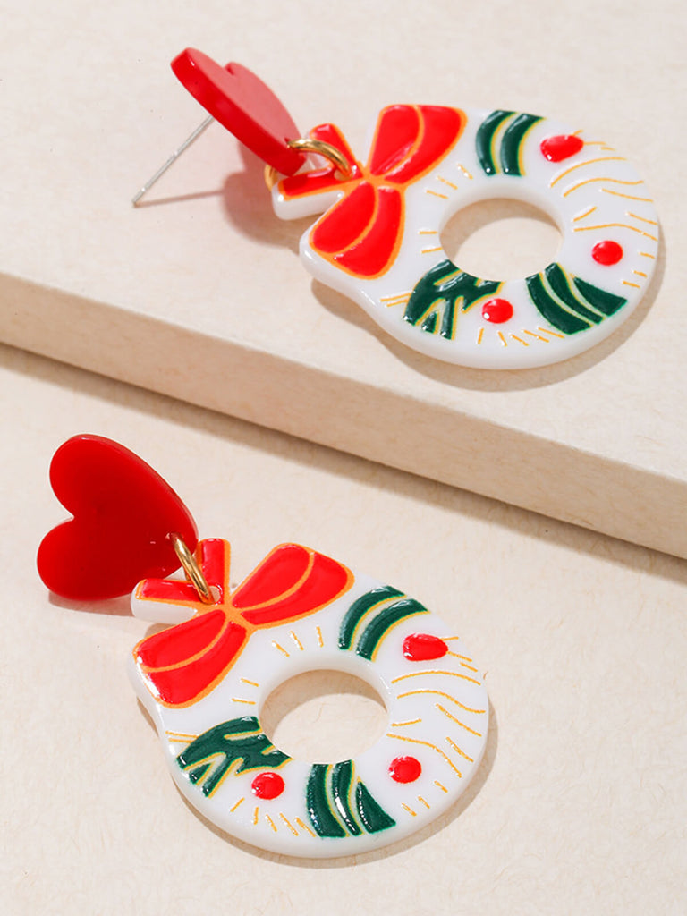 Vintage Christmas Elements Heart Stud Earrings