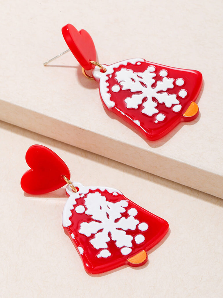 Vintage Christmas Elements Heart Stud Earrings