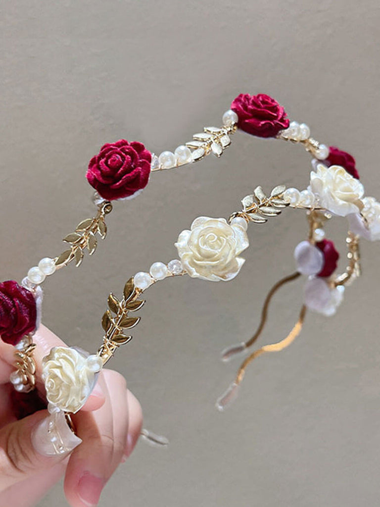 Vintage rose pearl Headband