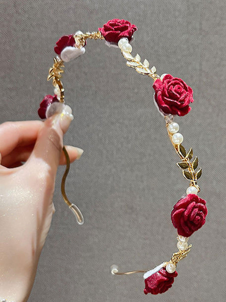 Vintage rose pearl Headband