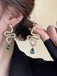 Vintage Gold Snake Emerald Earrings