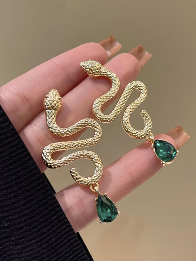 Vintage Gold Snake Emerald Earrings