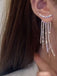 Vintage Silver Tassel Rhinestone Earrings