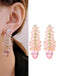 Pink Gem Leaf Sparkling Earrings