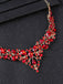 Red Teardrop Rhinestone Necklace & Earrings Set