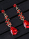 Red Teardrop Rhinestone Necklace & Earrings Set