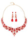 Red Teardrop Rhinestone Necklace & Earrings Set